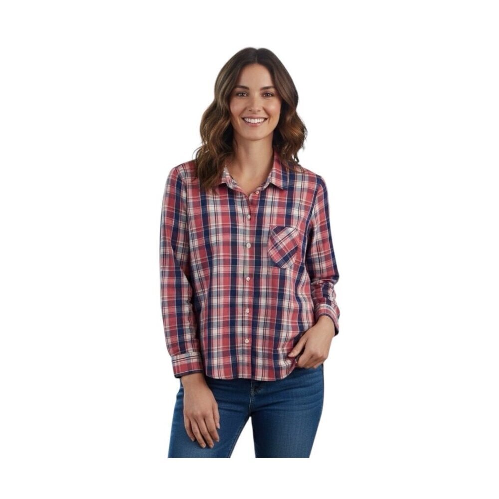 UNTUCKit Womens Laconda Plaid Button Front Shirt~Size 6 Regular Fit~Pink L14 35